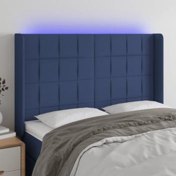 Blaues Kopfteil mit LED 147x16x118/128 cm von vidaXL