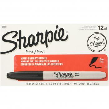 Sharpie Permanent Markers, Fine Point, 12 Black
