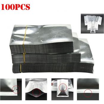 100 Stück Aluminium Mylar Beutel für Vakuumverpackung von Lebensmitteln, 8 Größen