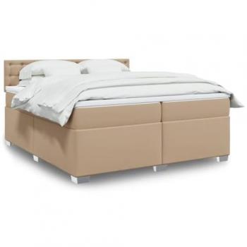 Box Spring Bed with Cappuccino Faux Leather Mattress, 200x200 cm – VidaXL