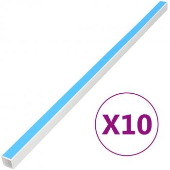 Goulotte de gestion de câbles auto‑adhésive 15 × 10 mm, longueur 10 m, PVC