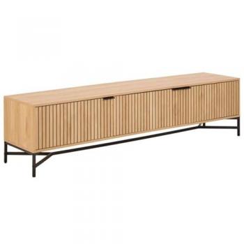 Meuble TV 3 portes effet tasseaux Toilinux – Beige