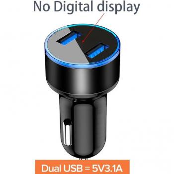 Aluminium Auto Oplader 4.8A 5V met Dubbele USB en LED
