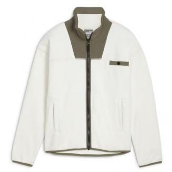 PUMA Damen Golf Fleecejacke Charley mit durchgehendem Reißverschluss in Grün/Weiß XXL