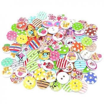 Round Wooden Shabby Chic Buttons – 100 Count, 15 mm