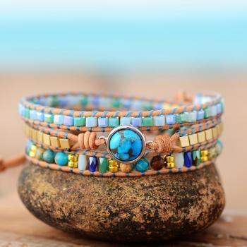 3-Strand High-End Bohemian Bracelet with Turquoise Stones