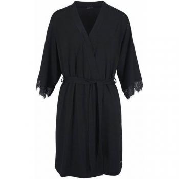 LASCANA Herren‑ und Damen‑Kimono Schwarz, 36/38, unifarbener Jersey