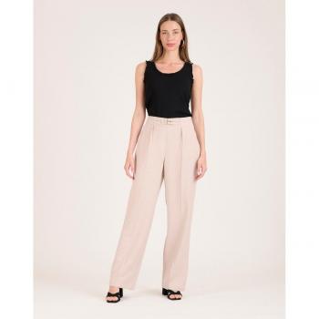 Pantalón sastre de mujer beige con doble hebilla Naf Naf