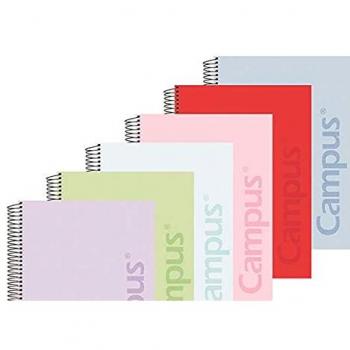 Cuadernos Espiral A4 Tapa Plástico 80 Hojas 90g Cuadrícula 4mm Pack de 6