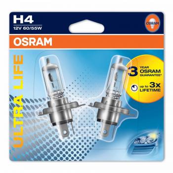 Osram Ultra Life Halogen-H4 Scheinwerferlampen (Doppelblister, 12V PKW)