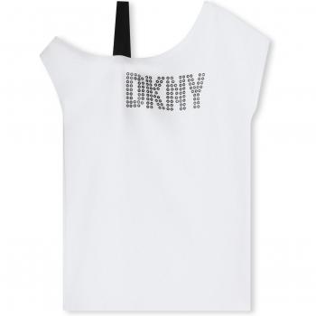Robes Filles DKNY T-shirt Short, Taille 04A – 10p – Blanc
