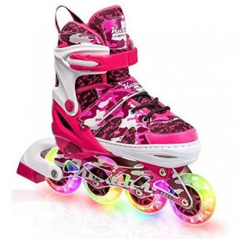 Kuxuan Boys Camo Black & Pink Fun Illuminating Roller Blades