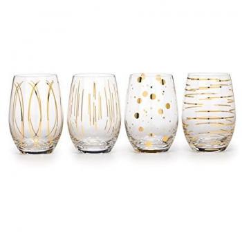 Mikasa Cheers Metallic Gold Stemless Wine Glasses