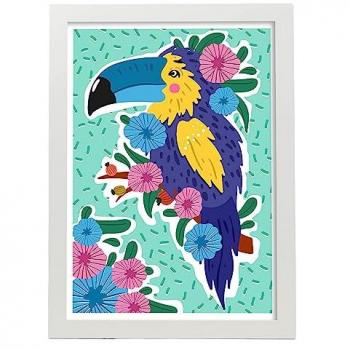 Cuadro Estético de Pájaro Azul con Pico Largo