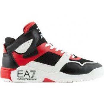 Baskets EA7 Emporio Armani Basket Mid noir rouge blanc