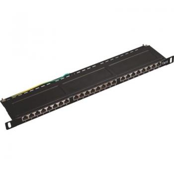 Alantec 19″ 0,5 HE Patchpanel PK031 – 24 RJ45 STP Kat. 5e – Schwarz für Rechenzentren