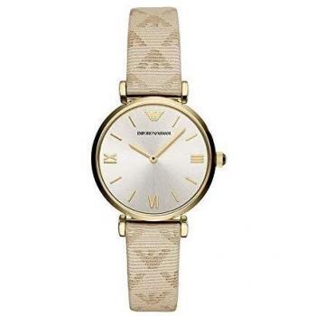 Emporio Armani Women's Casual Watch with Beige Leather Band