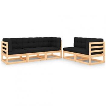 Garten-Lounge-Set 5-tlg. mit Kissen aus Kiefernholz