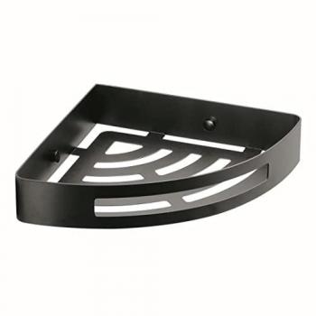 Support d’angle pour douche en acier noir mat, finition matte Tasso