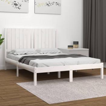 Lit en bois massif blanc 135x190 cm sans matelas