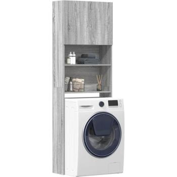 Lavatrice Mobile in Legno Multistrato (Grigio Sonoma) 64x24x190 cm