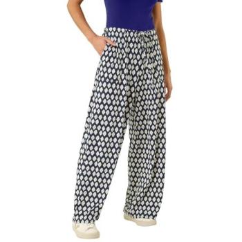 Wide‑Leg Navy Geo Print Trouser – Roman Women’s Line, Size 14