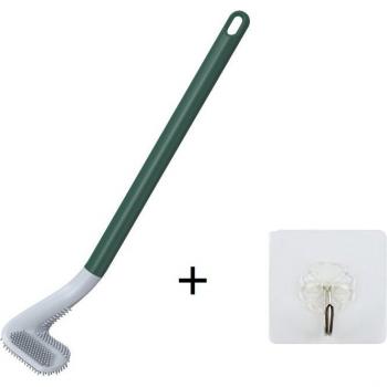 Brosse de toilette avec tête souple et crochet mural pliable