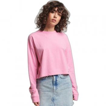 Camicia a maniche lunghe Superdry crop soft pink marl S
