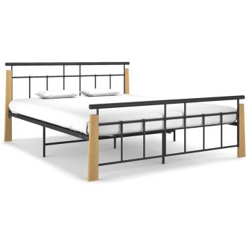 VidaXL Bettgestell aus Metall und Massivholz Eiche 160x200 cm