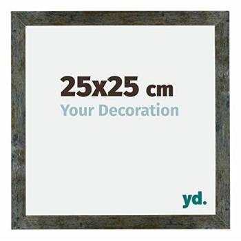Décoration murale 25x25 – Cadre bleu or – MDF + Plexi anti‑brillance