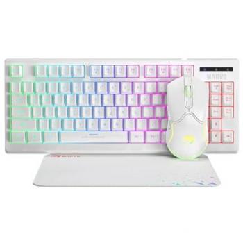 Marvo CM310-WH Compact Wired Keyboard – RGB LED, Membrane Switches, White Finish