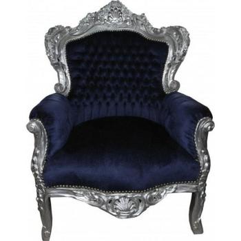 Casa Padrino Antik Sessel Royalblau/Silber