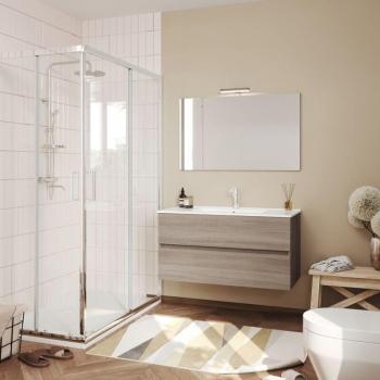 Mobile Bagno Duo Roveo Fumo 100 cm – Lavabo, Lampada, Specchiatura