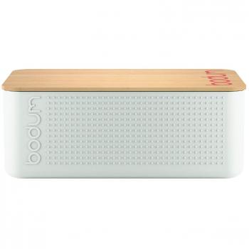 Bodum Bistro Brotbehälter in Creme, inklusive Bambus‑Schneidebrett