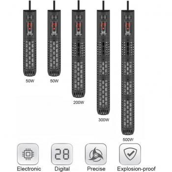 Reptile-Friendly Aquarium Heater with Built-in LCD Temperature Display