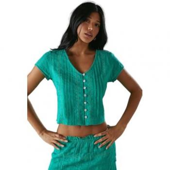 Cotton Dobby Trim Boho Skirt – Green
