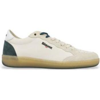 Blauer Hombre S5MURRAY01 Sneakers de Cuero Murray Blanco Roto + Verde 42 Suela Plano y Cordones