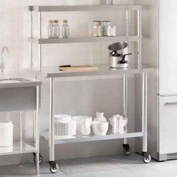 Keukenwerktafel met Bovenplank van RVS 110x55x150 cm