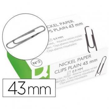 Clips Q-Connect 43 mm Niquelados, Pacote com 100 Unidades