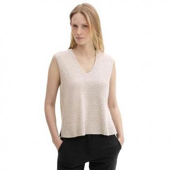 Tom Tailor Pullunder mit Seitenschlitzen, Damen, Größe XXL, beige