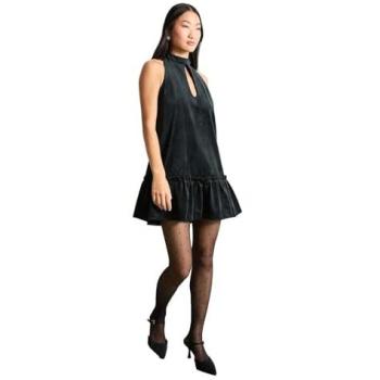 Petite Bonded Velvet Mini Dress, Black – Warehouse Collection (12)