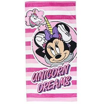 Serviette de plage Minnie Mouse rose, coton premium – 75493