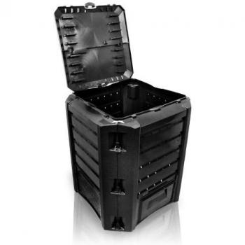 Compostador 380l prosperplast compogreen de plástico en color negro, 82,6 (alto) x 71,9 (ancho) x 71,9 (profundo) cms