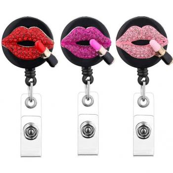 Black Lips Design Retractable Badge Reel Holder for Nurses