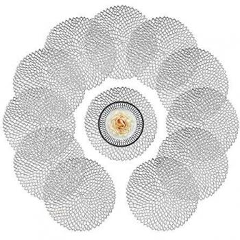 12 Pack Silver Washable Round Placemats