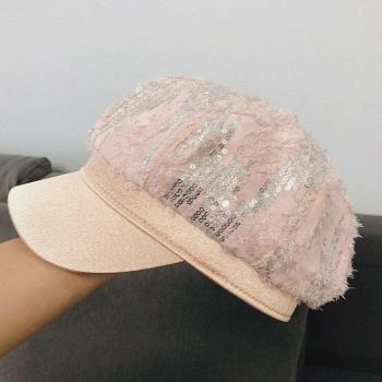 Ladies' Octagonal Sequin Feather Cap