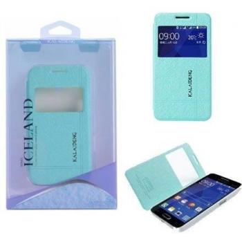 Cover Orizzontale Samsung G355 Galaxy Core 2 – Finestra e Stand ID Azzurro Iceland II