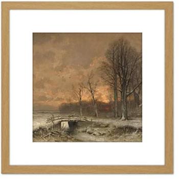 Sunset in Winter Grove – 8x8 Oak-Framed Print