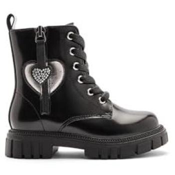Conguitos 244008 Botas Militares para Niña en Negro con Corazones