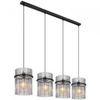 GLOBO LIGHTING Pendelleuchte GORLEY, 4-flammig, Schwarz matt, Grau, Metall, ohne Leuchtmittel, Hängeleuchte, Hängelampe